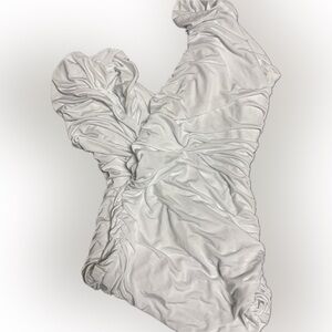 Fashion Nova White Ruched Dress